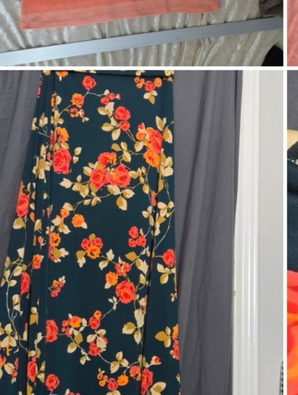 LuLaRoe Floral Maxi Skirt XXS Black Orange Rose Print Stretch Skirt